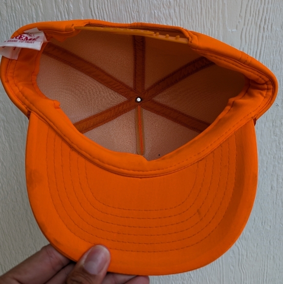 Vintage Supreme Made SnapBack Cap Rope Trucker Hunter Orange Hat - Picture 7 of 8